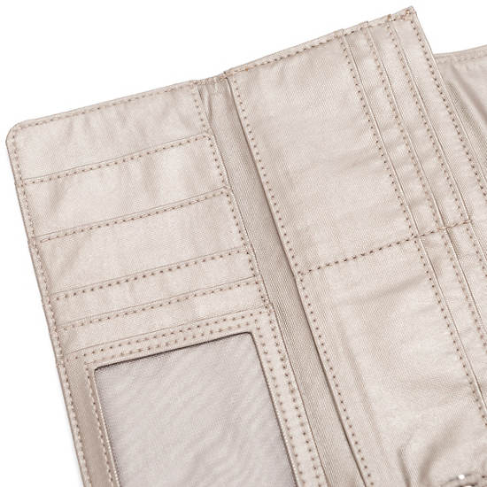 Kipling Money Land Metallic Snap Plånbok Beige | SE 1428MQ